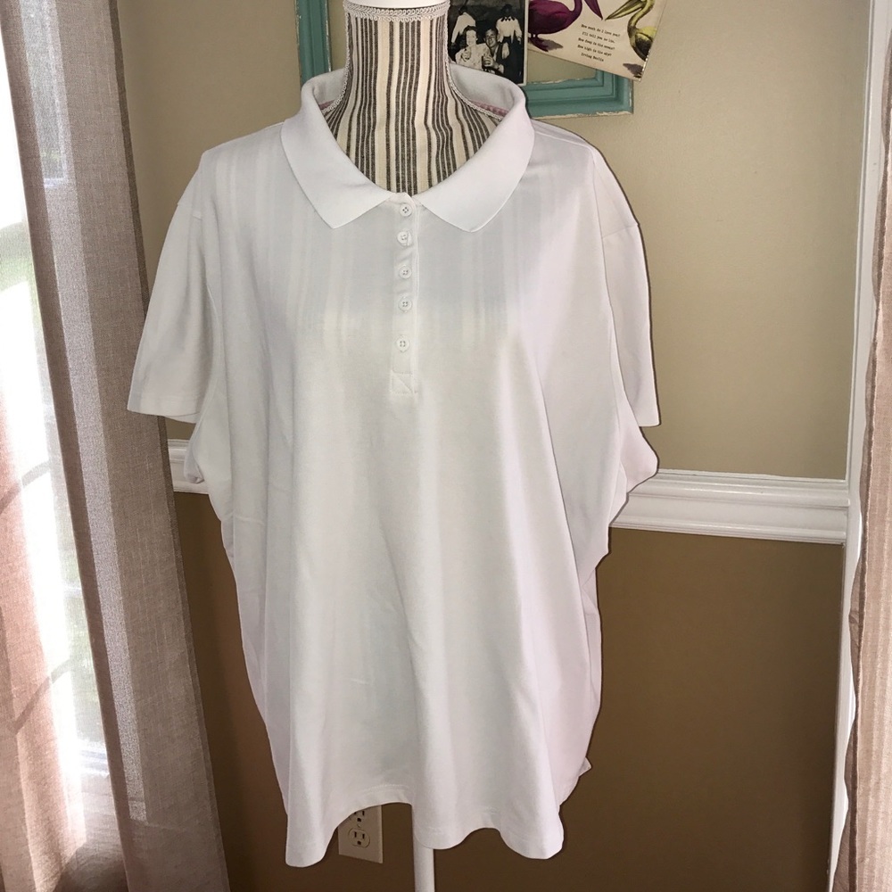 4X white womens polo shirt